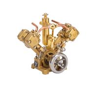 RW-V2 Mini V-Shape 4-Cylinder Stirling Engine Model, Mini Hot Air Stirling External Combustion Engine Motor, Science Collectible Stirling, Physics Experiment Set for Adults, Desktop Decor