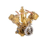 RW-V2 Steam Engine Model That Works, 6CC Mini V-Shape Double Cylinder Metal Steam Engine for 70-130cm Steamship, Physics Experiment STEM Model