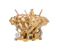 RW-V4 Steam Engine Model That Works, 12CC Mini 4-Cylinder Reciprocating Metal Steam Engine for 90-150cm Steamships, Physics Experiment STEM Model