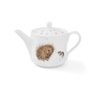 RW WN4090-XT Royal Worcester Wrendale Designs China One Pint Tea Pot-Hedgehog and Mouse, Ceramic, White