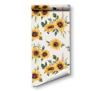 (RW490, 45x300cm) Peel and Stick Sunflower Wallpaper, Self-Adhesive Wall Murals, Use as Wall Paper, Contact Paper or Shelf Paper
