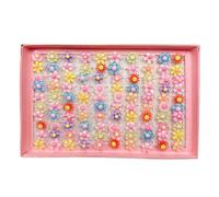 [RWAJZAX] 100pcs Adorable Kids Resin Rings Flower Kids Open Rings Adjustable Design Various Pattern for Girls Flower Design