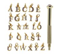 [RWAJZAX] 26pcs A-z 26 English Letters Rhinestone Art Decoration Charms Alloy Dangle Charms Manicure Jewelry Rhinestone Jewelry
