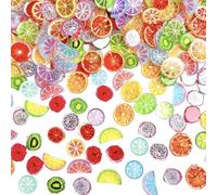 [RWAJZAX] 60 PCS Charms Keychain Pendant Fruit Slice Shape Decorative Pendant Craft Accessories Durable Resin Fruit Cut Charms