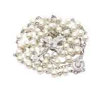 [RWAJZAX] 6mm Pearl Rosary Necklace Bead Hangable Pendant Charm Women Men Pray Rosary