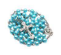 [RWAJZAX] 6mm Pearl Rosary Necklace Bead Hangable Pendant Charm Women Men Pray Rosary