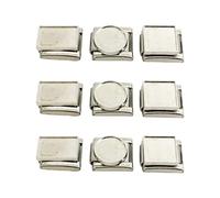 [RWAJZAX] 9 Pack Modular Jewelry Research Findings Beads Module Empty Jewelry Making Parts Charms Link Stainless Steel Texture Chain Repair Tool