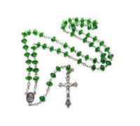 [RWAJZAX] Adjustable Green Beads Pendant Necklace Cross Sweater Chain Jewelry Collection Green Beads Pendant