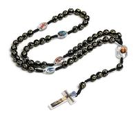 RWAJZAX Bead Chain Rosary Necklace with Cross Pendant Simple Catholic Cross Rosary Necklace Catholic Religious Bead Collar Chain, フリーサイズ, As described, No Gemstones