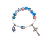 [RWAJZAX] Cross Beaded Stretch Rosary Bracelet Pendant Bracelet Elegant Jewelry Baptism Girlfriend Women Girls Jewelry