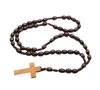 [RWAJZAX] Elegant Crucifix Natural Wood Rosary Beads Natural Color Natural Wood Rosary Unique Necklace with Cross for Prayer and Mindfulness