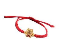 [RWAJZAX] Elegant Red Weave Bracelet Chinese 12 Zodiac Sign Hand Chain Handmade Dragon Shape Charm Bangle Unique New Year Dragon Ear Bracelet