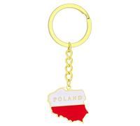 RWAJZAX Exquisite Poland Flag Keyring Long Lasting Poland Map Keychain Non Fading Steel Holder for Travelers Map Keyring