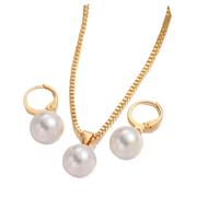 [RWAJZAX] Imitation Pearl/Heart Jewelry Set Versatile Outfit Pairing and Elegant Necklace with Earrings Accessories for Travel Friendly Women Jewelry Set