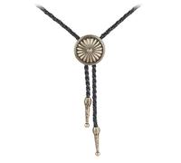 [RWAJZAX] Men's Bolo Tie Punk Neck Antique Metal Round Flower Hat Pendant Western Necklace Costume Accessories, ブロンズ