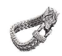 RWAJZAX Open Mouth Wolf Snake Hawks Men's Mesh Chain Animal Bangle Punk Jewelry Nordic Myth Accessory Lock