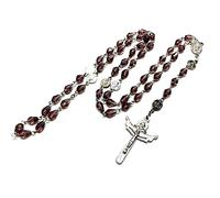 [RWAJZAX] Rosary Necklace Crystal Glass Beads Long Chain for Religious Women