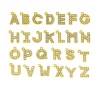 [RWAJZAX] Stylish Gold Letter Charm Pendant 26 Rhinestone Trend Letter Module Accessories Craft Supply Mix Pendant for Creative Jewelers