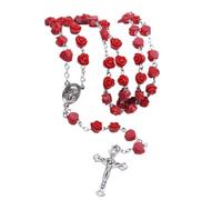 [RWAJZAX] Unique Catholic Rose Flower Beads Pendant Rosary Necklace for Religious Rituals and Faith Accessories Prayer