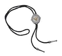 [RWAJZAX] Unisex Boloty Neck Handmade Vintage Cowhorse Metal Badge Jewelry Pendant Faux Leather Rope Western Necklace, 黄金の馬
