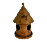RWAJZAX Window Accent Weathered Metal House Sculpture Aged Finish Nest Box Shape Round Opening Cozy Cottage Touch Indoor Outdoor Decor Weathered Metal Birdhouse Decor House Ornament Window Wedge