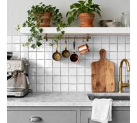 RwalkinZ 3D Vinyl Peel and Stick Tile Stickers Waterproof for Kitchen Backsplash Bathroom Heat Resistant DIY Home Decor and Renters 24 pcs (6in × 6in) (White)