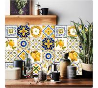 RwalkinZ Tile Stickers Peel and Stick 24 pcs Wall Tiles for Kitchen Bathroom Stick on Tiles Self Adhesive Waterproof Oil-Proof Moroccan Art (15cm x 15cm, 6x6 inches) for Stairs Table Floor C