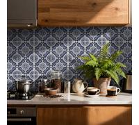 RwalkinZ Tile Stickers Peel and Stick 24 pcs Wall Tiles for Kitchen Bathroom Stick on Tiles Self Adhesive Waterproof Oil-Proof Moroccan Art (15cm x 15cm, 6x6 inches) for Stairs Table Floor A