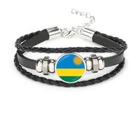 Rwanda Flag Bracelet,Woven Leather Flags Bracelets,Detachable Flag Bracelet For Men And Women,National Cuff Rope Wristband Jewelry,Fashion Handmade Bracelet For Man Woman Special Day'S Gift,Style