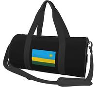 Rwanda Flag Travel Luggage Duffel Bag Sports Rolling Foldable Duffel Bag, Black