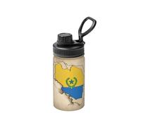 Rwanda Position Flag Map Print Insulated Water Bottle with Handle, Double Wall Stainless Steel Water Bottles with Mouth