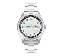 Rwanda Text Art Men's Wrist Watches Stainless Steel Strap Minimalist Business Quartz Watch for Daily Wear