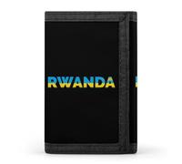 Rwanda Text Art Trifold Men's Wallets with 8 Card Slots & Key Hook Slim Travel Purse Money Clip