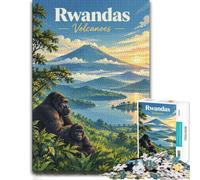 Rwanda Volcanoes Landscape Art Detailed Wooden Jigsaw, Adults, 1000 Pieces | Clear image details: a simple way to organise the image over several sessions.