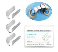 RWBATT 30Pcs/Box Anterior Matrix Bands, Dental Metal Curvature Matrix Bands for Proximal Anterior Restoration Thickness 30μm