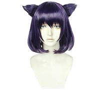 RWBY Blake Belladonna Cosplay Wigs Purple Short High-temperature Fiber Synthetic Hair Wig with Cat Ear+ wig cap Wigs with Cat Ear