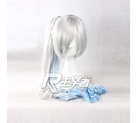 RWBY White Trailer Weiss Schnee Cosplay Wigs Gray Gradient blue Long Ombre Wavy Heat Resistant Hair Costume Ponytail Wig