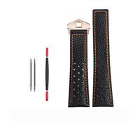RWCCCRW 22mm Genuine Calfskin Leather Watch Strap for TAG HEUER Strap MONACO CARRERA Quality Leather Watch Strap, Black orange gold, 22mm, strip