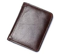 RWCCCRW Cowhide Leather Wallet for Men,Credit Card Holder 2-fold Vintage Stylish Slim Wallet Purse Gift Trendy (Color : Coffee Color, Size : M)