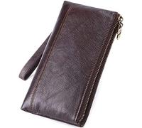 RWCCCRW Men Genuine Leather Clutch Bag Man Business Card Holder WalletPurse Long Male Small Bag Long Wallet (Color : Brown, Size : 21.5 * 11.5 * 3cm)