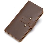 RWCCCRW Men Genuine Leather Wallet Men Coin Purse Vintage Long Men Wallets Solid Card Holder Clutch (Color : A, Size : 8.5x1.5x16.5CM)