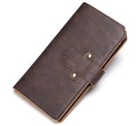 RWCCCRW Men Genuine Leather Wallet Men Coin Purse Vintage Long Men Wallets Solid Card Holder Clutch (Color : A, Size : 8.5x1.5x16.5CM)