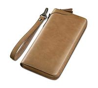RWCCCRW Men's Leather Zip Coin Handbag Multi Card Holder Purse Long Wallet Clutch
