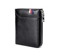 RWCCCRW Mens Wallet Zipper Genuine Leather Card Holders Cowhide Zip Coin Pocket Bifold Wallets for Men (Color : B, Size : 12 * 9.5 * 2cm)