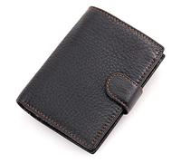 RWCCCRW Stylish Trifold Short Wallet Retro Cowhide Leather Wallet Blocking Wallet 11 Cards Holder Coin Pocket (Color : Black, Size : M)