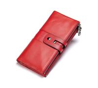 RWCCCRW Women's Cowhide Long Money Clips Wallets Genuine Leather Purses Business Card Cases Handbags Evening Bags (Size : Red)