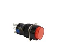 RWEABLGJXP 5pcs/Lot 1NO 1NC Push Button Switch Silver LAY72 LA16 Momentary Reset Self Locking Circular Power Supply 16mm (Red,5PCS_Reset MOMENTARY)