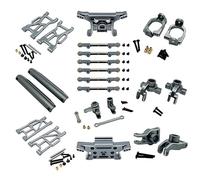 RWEQUTES 1/10 M-JX 10208 V2 Metal Upgrade Parts Kit Front Rear Swing Arm Steering Cup Hub Carrier Link Rod Shock Tower Set(Grey)