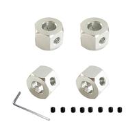 RWEQUTES 4 Pcs Remote Control Wheel Hub Hex Adapter 5mm to 12mm Metal Combiner for W-PL D12 C14 C24 B14 B16 M-N D90 D91 Upgrade Parts(Silver)