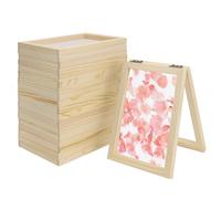 RWFMO 10 Pack Wooden Paper Making Screen, 17.8 x 12.7 cm Paper Making Frame Kit with Dense Mesh, Reusable Wooden Deckle Frame Craft for DIY Crafts Dried Flower Handcraft